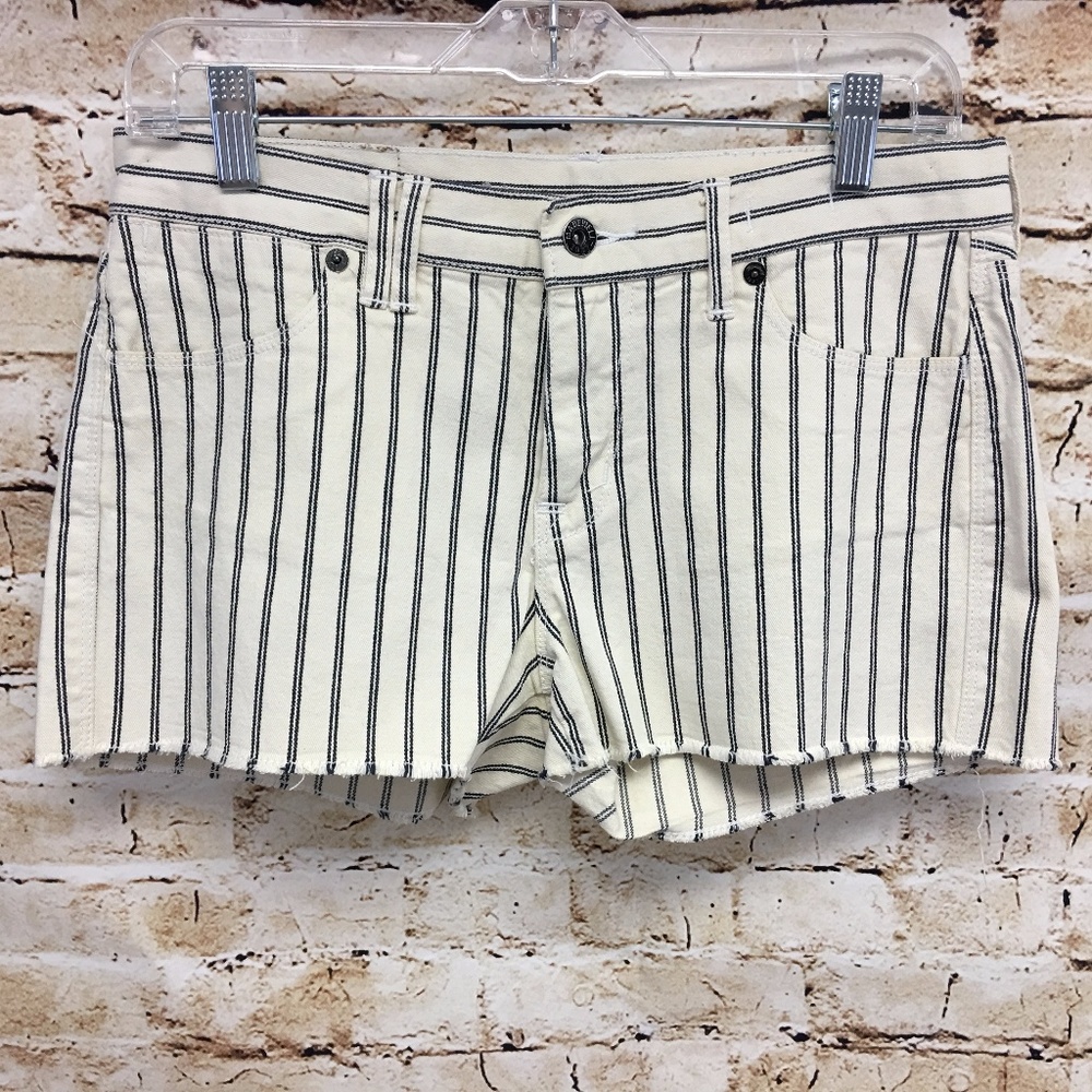 Madewell Shorts Striped Cream Navy